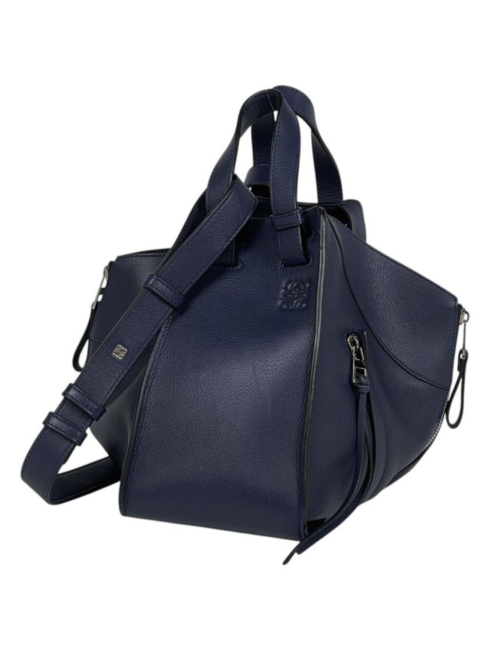 Loewe Shoulder Bag Hammock Drawstring Small Leather Navy